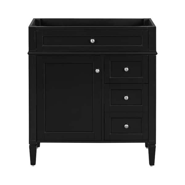 EPOWP 29.3 in. W x 18 in. D x 33 in. H Bath Vanity Cabinet without Top in Black with with 2 Drawers and a Tip-out Drawer