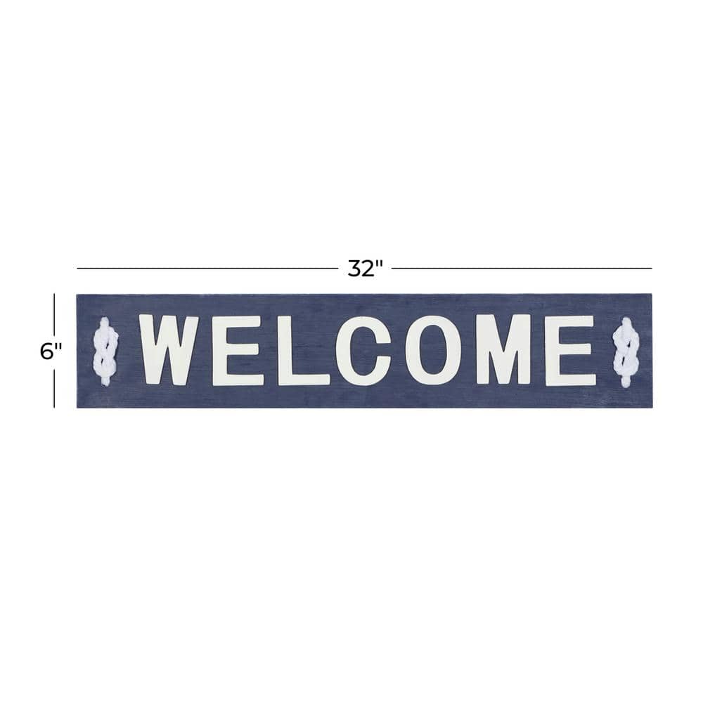 Blue and White Wood Rustic Welcome Wall Sign