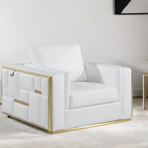 HomeRoots White Club Chair Set of 1 with Removable Cushions