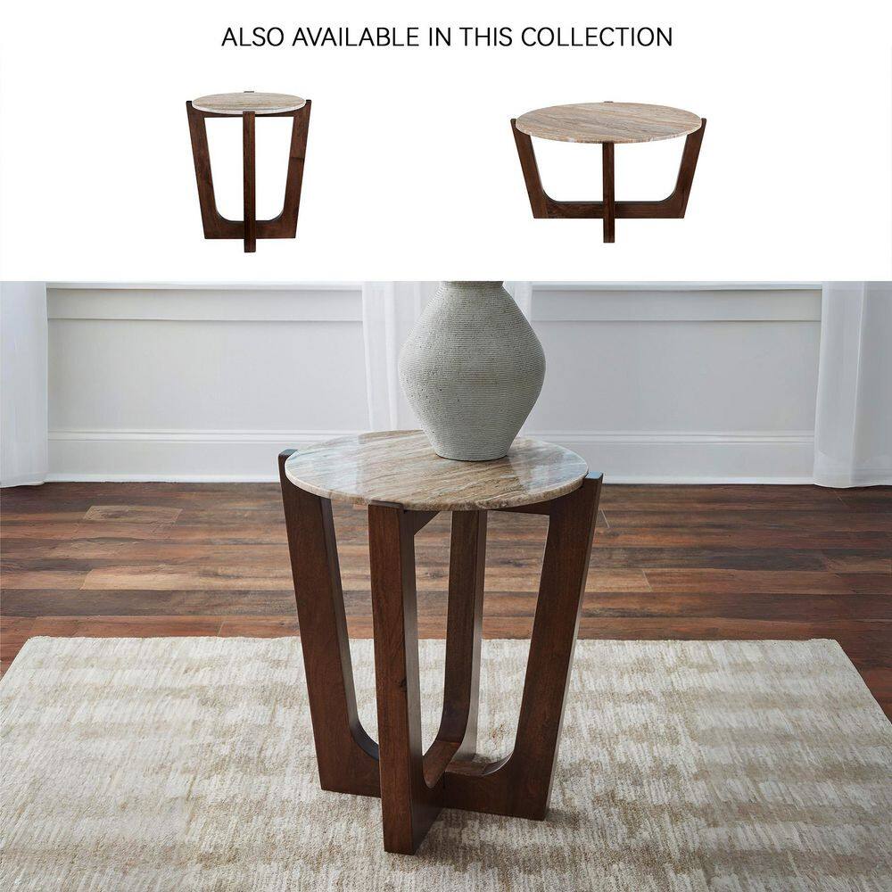 Tanidore 22 in. Brown Round Marble End Table - thumbnail 8