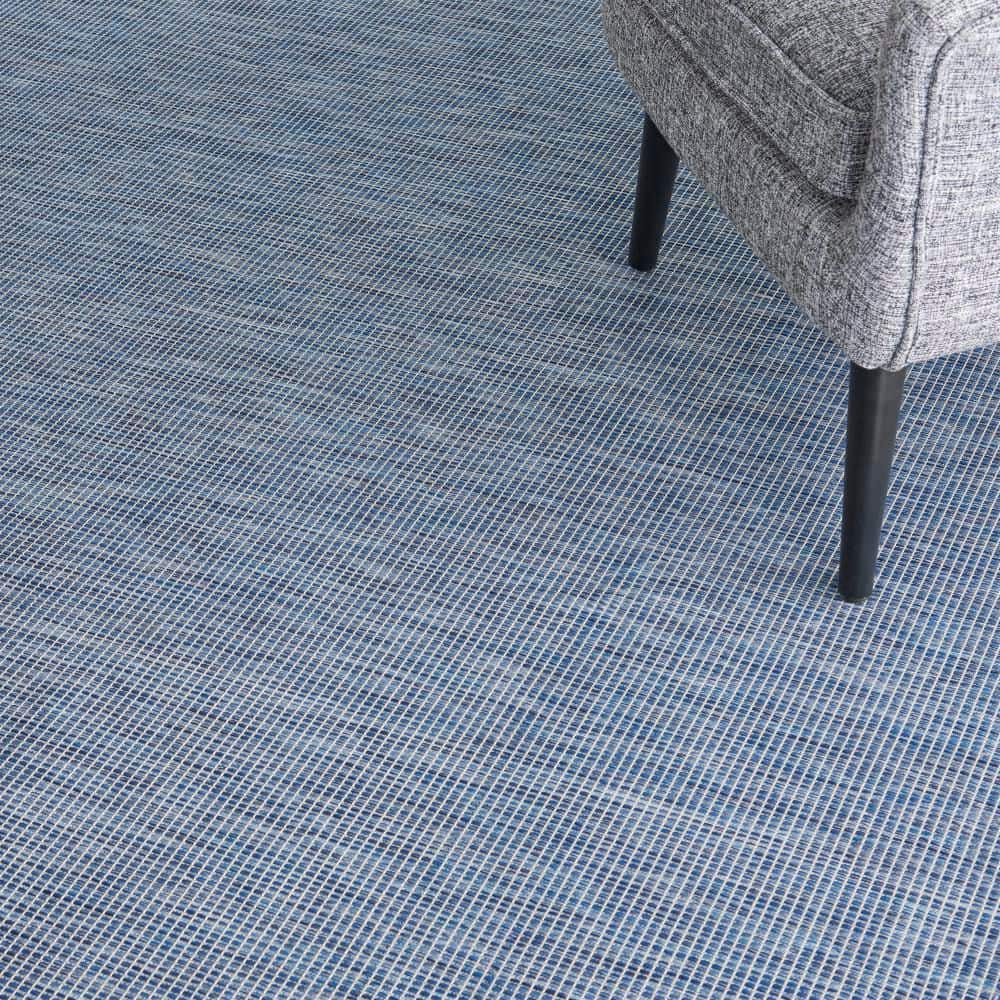 Reversible Easy-Care Navy Blue Synthetic 8' x 10' Area Rug