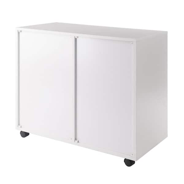 WINSOME WOOD Halifax White 2 Section Mobile Storage Cabinet 10622