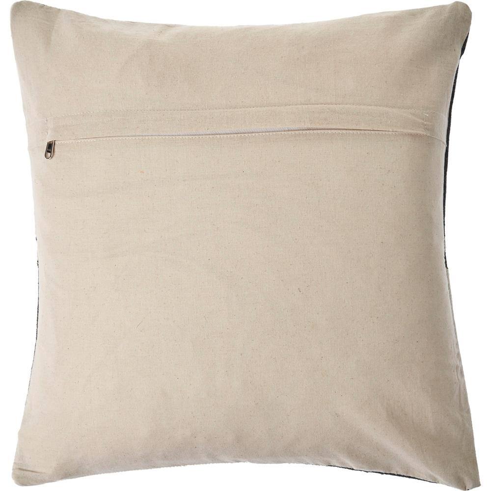 Charcoal and White Geometric Faux Leather Square Pillow, 20 in.