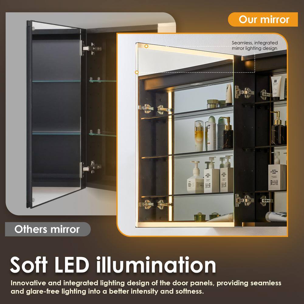 Fenice 48" Matte Black Aluminum LED Medicine Cabinet