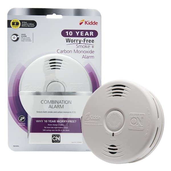 Kidde 10-Year Worry Free Smoke & Carbon Monoxide Detector, Lithium Battery Powered with Photoelectric Sensor and Voice Alarm
