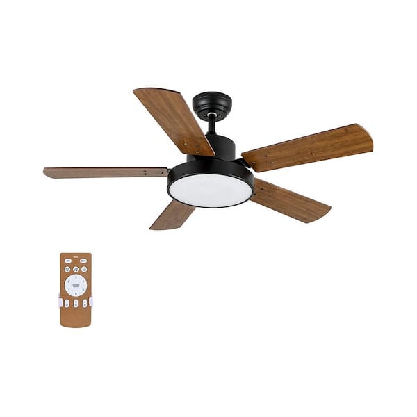 Tidoin 44 in. Brown 6-Seed Indoor Standard Ceiling Fan with LED, Timer and Remote Included
