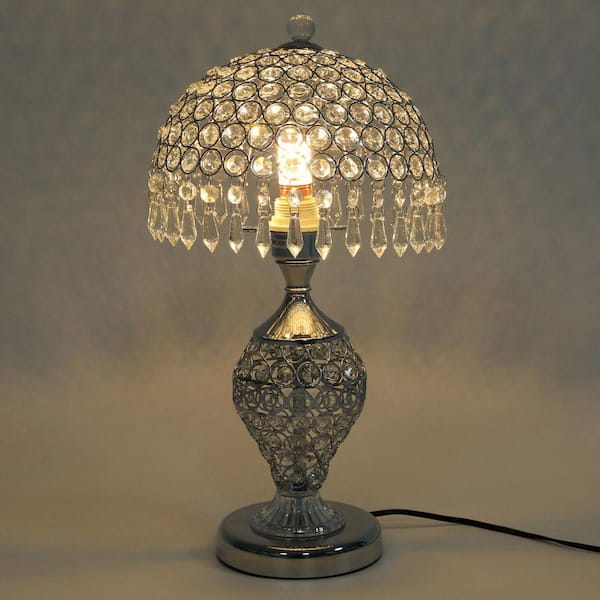 OUKANING 18.11 in. Silver Modern Luxury Decorative Crystal Plug-In