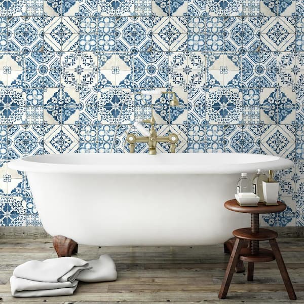 RoomMates Mediterranean Tile Blue Geometric Vinyl Peel & Stick Wallpaper  Roll (Covers  Sq. Ft.) RMK11083WP - The Home Depot