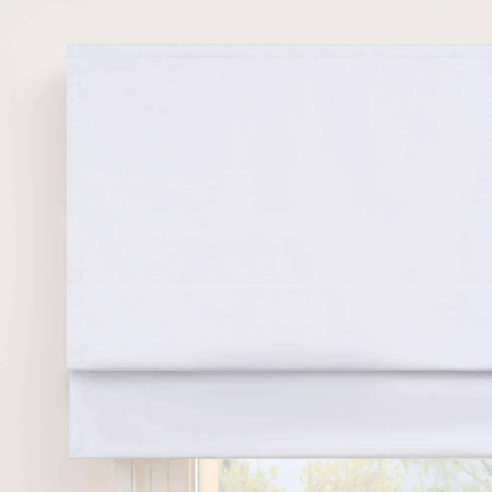 White Faux Silk Cordless Blackout Roman Shade, 27" x 64"