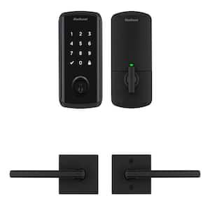 Halo Select Matte Black Wi-Fi Electronic Smart Lock Deadbolt with Halifax Passage Lever Combo Pack