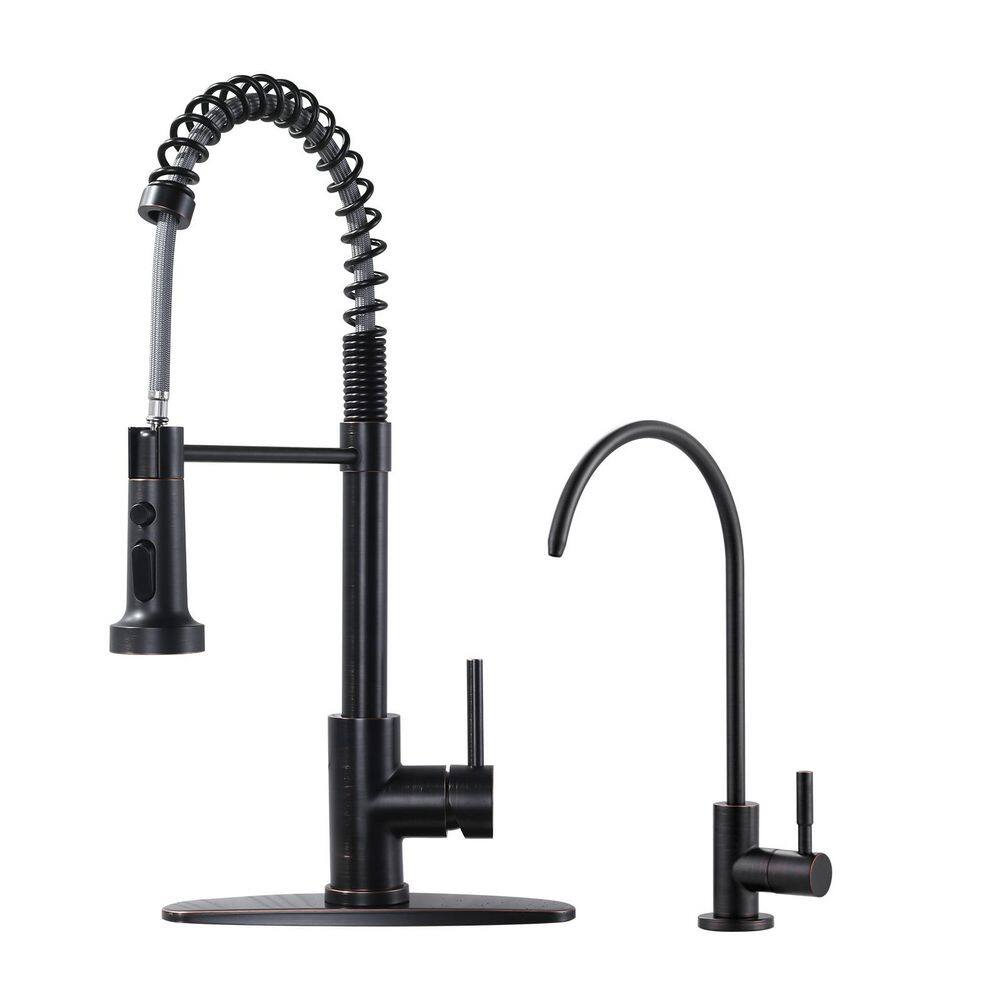 19 in. 360° Spout Swivel Pull Out Sprayer Kitchen Faucet with Water Filter Faucet in Oil Rubbed Bronze price history on PriceWatchPro