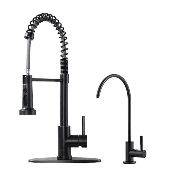ARCORA 19 in. 360° Spout Swivel Pull Out Sprayer Kitchen Faucet with Water Filter Faucet in Oil Rubbed Bronze