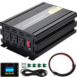 1250- Watt Car Power Converter Modified Sine Wave Inverter with LCD Remote Controller LED Indicator AC Outlets Invert
