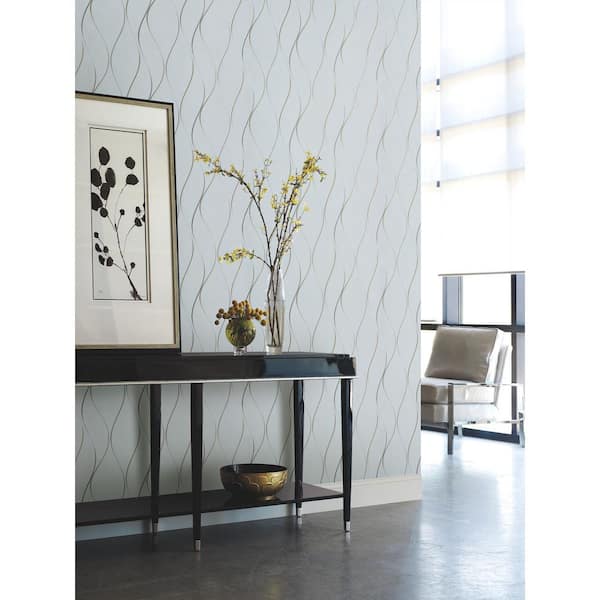 Wavy Stripe Light Blue Matte Paper Non-Pasted Wallpaper