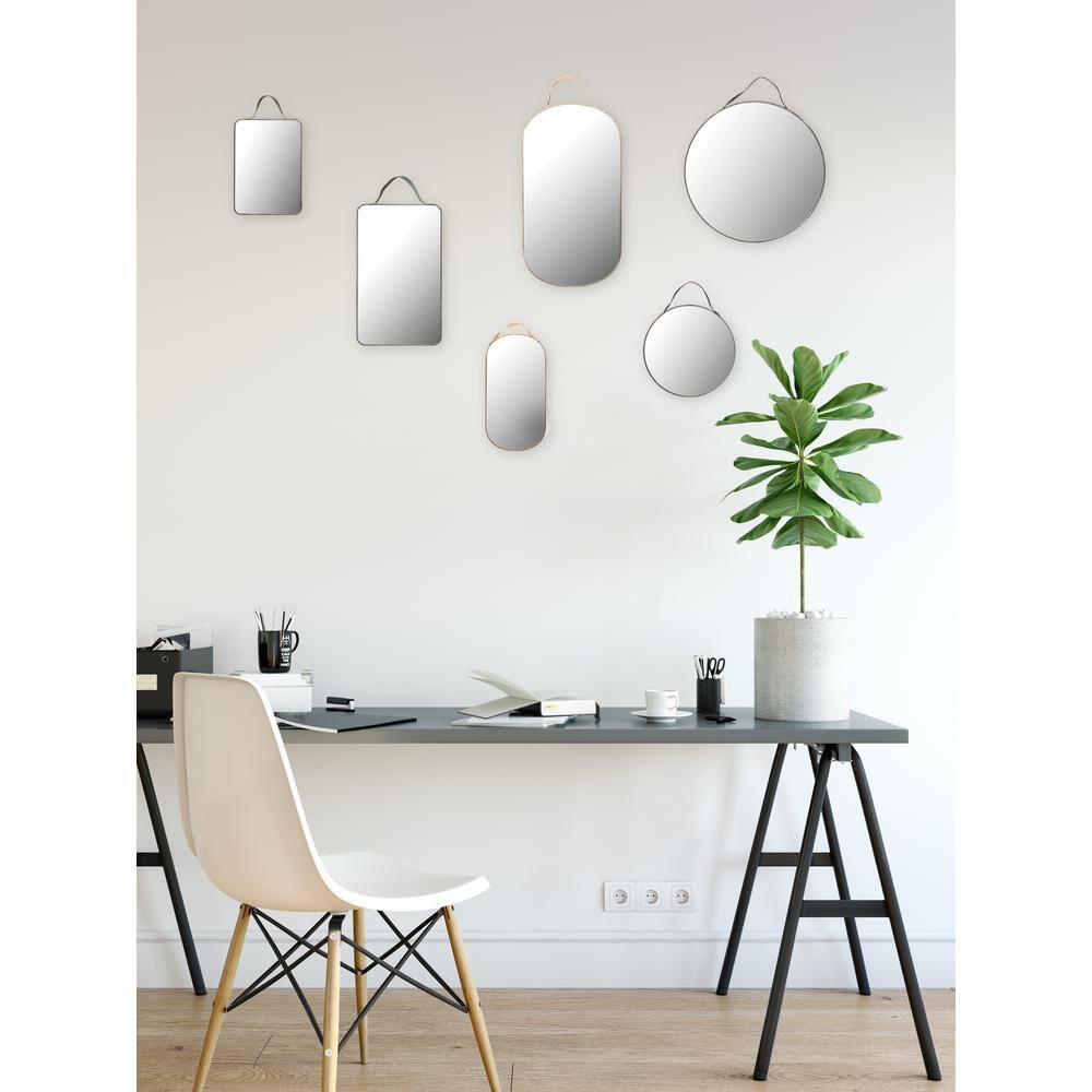 Eclectic Velvet-Edged Frameless Mirror Set in Multicolor (6-Piece)