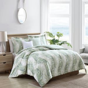 Kauai 5-Piece Green Botanical Cotton Full/Queen Bonus Comforter Set