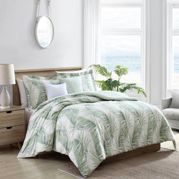 Tommy Bahama Kauai 5-Piece Green Botanical Cotton Full/Queen Bonus Comforter Set