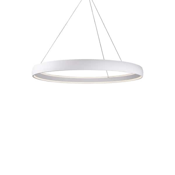 Halo 53 in. 118-Watt 1-Light White Integrated LED Pendant-Light