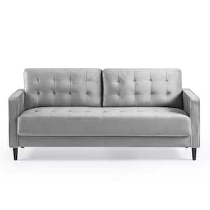 Benton 76 in. Square Arm 3-Seater Sofa in Grey