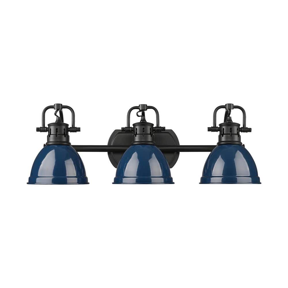 Duncan 8.25 in. 3 Light Matte Black Vanity Light with Navy Blue Shade price history on PriceWatchPro