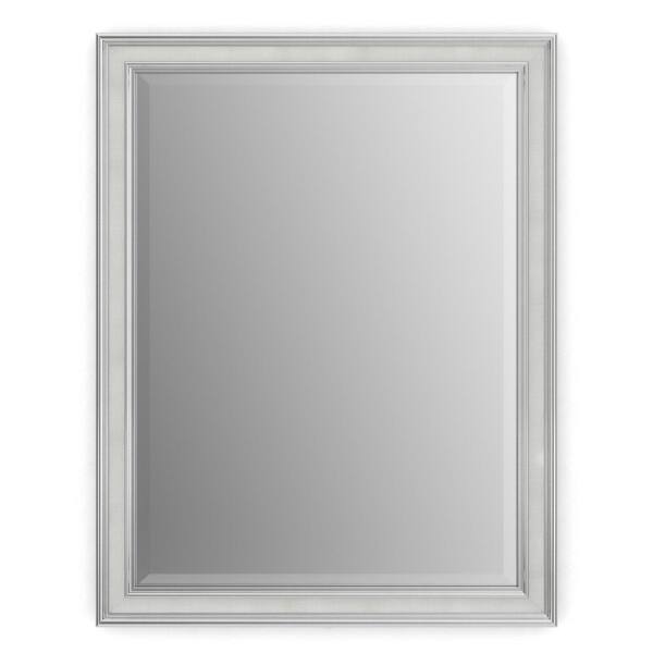 Delta 28 in. W x 36 in. H (M1) Framed Rectangular Deluxe Glass Bathroom Vanity Mirror in Chrome and Linen