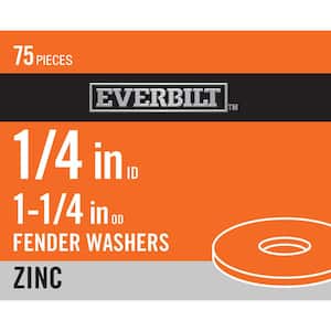 1/4 in. x 1-1/4 in. Zinc-Plated Fender Washer (75-Piece)