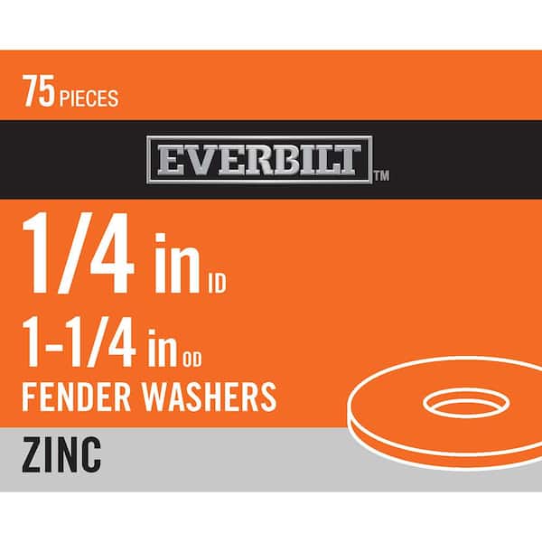 Everbilt 1/4 in. x 1-1/4 in. Zinc-Plated Fender Washer (75-Piece)