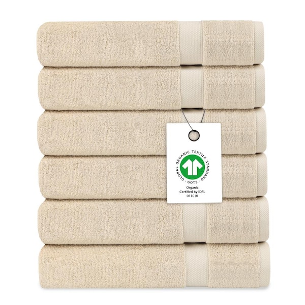 Delara Fog Solid 100% Organic Cotton Luxuriously Plush Wash Cloth (Set of 6)
