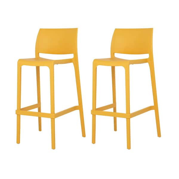 Lagoon Sensilla Gold 40.60 in. Low Back Resin Stackable Bar Stool (Set of 2)