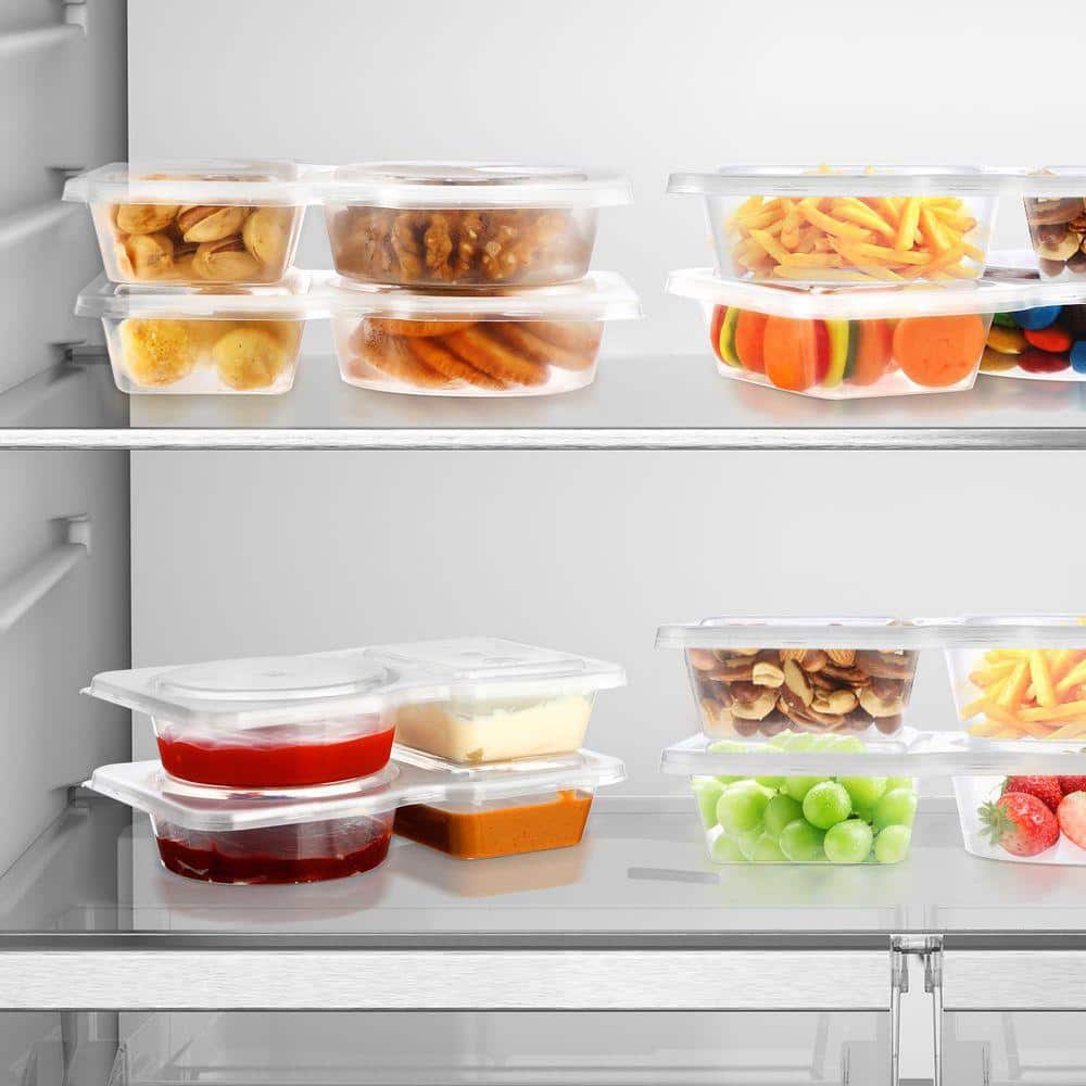 Lynzavix 8 oz. Clear Plastic Divided Snack Food Storage Containers with ...