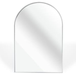 24 in. W x 36 in. H Medium Arched Aluminium Framed Wall Bathroom Vanity Mirror in Silver