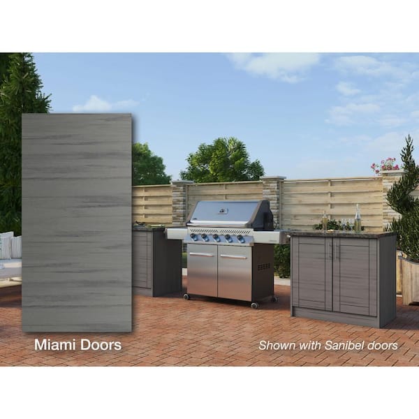 Miami Dark Ash 16 piece 73.25 in. x 34.5 in. x 25.5 in. Outdoor Kitchen Cabinet Island Set
