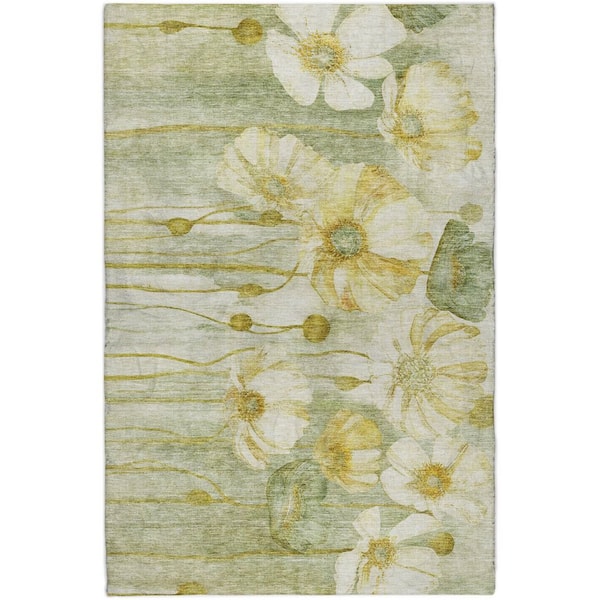 Dream Shag Premium Machine Washable Abstract ADS712 Sage 5 ft. x 7 ft. 6 in. Area Rug