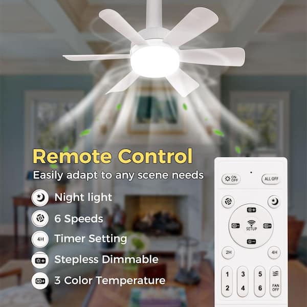 18 in. White Indoor Ceiling Fan with Light, Modern Screw Ceiling Fan with Remote, Mini Ceiling Fan for Garage