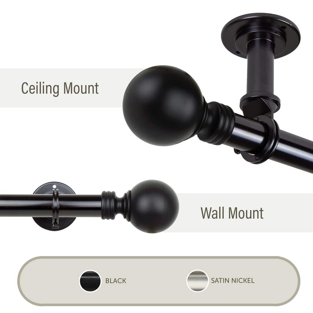 Globe Ceiling 160 in. - 240 in., 1 in. Dia Single Curtain Rod/ Room Divider in Black price history on PriceWatchPro