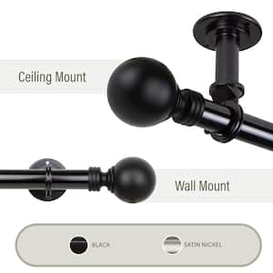 Globe Ceiling 28 in. - 48 in., 1 in. Dia Single Curtain Rod/ Room Divider in Black