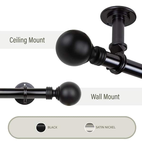 Rod Desyne Globe Ceiling 28 in. - 48 in., 1 in. Dia Single Curtain Rod/ Room Divider in Black