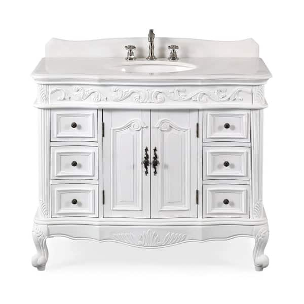 Beckham 42 in. W x 22 in D. x 36 in. H Bath Vanity in Antique White ...