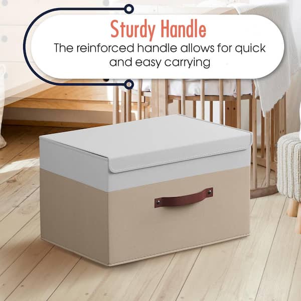 Vnanda Large Collapsible Storage Bins with Lids Linen Fabric Foldable  Storage Boxes Organizer Containers Baskets Cube with Cover 