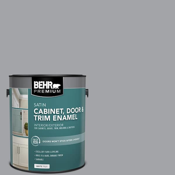 BEHR PREMIUM 1 gal. #N530-4 Power Gray Satin Enamel Interior/Exterior Cabinet, Door & Trim Paint