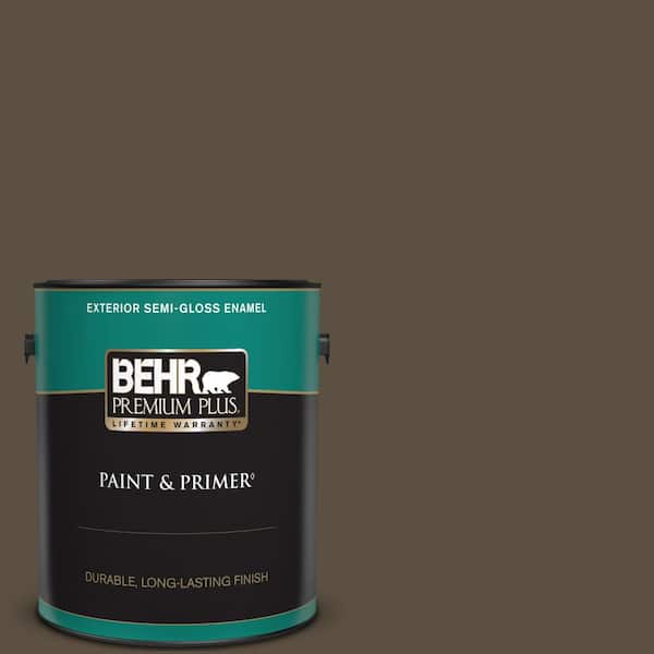BEHR PREMIUM PLUS 1 gal. #S-H-710 Dried Leaf Semi-Gloss Enamel Exterior Paint & Primer