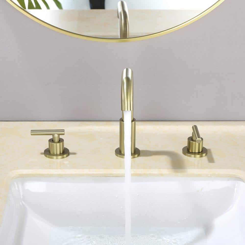 Brushed Gold Solid Brass Widespread Bathroom Faucet