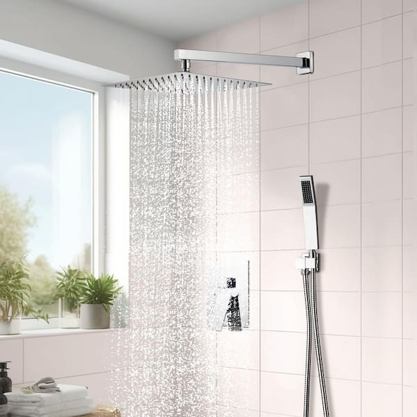 Rainfull 1-Spray with Valve 1.8 GPM 12 in. Handheld Shower Faucet Adjustable Heads Dual Shower Heads in Chrome
