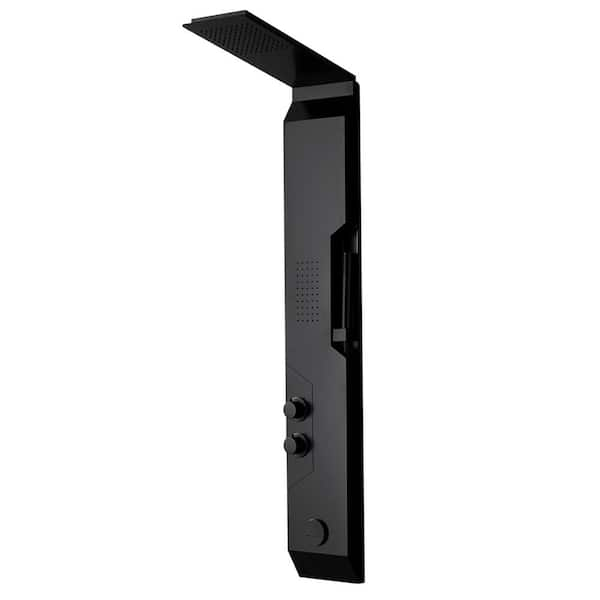 BWE 1-Jet Rainfall Modern Shower Panel System with Rainfall Waterfall Shower Head and Shower Wand in Matte Black