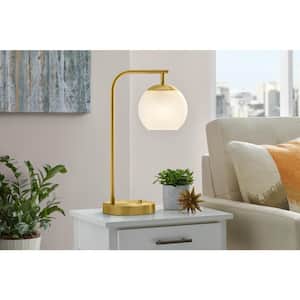 21.5 in. Frazier Table Lamp Brass Milk Glass Shade