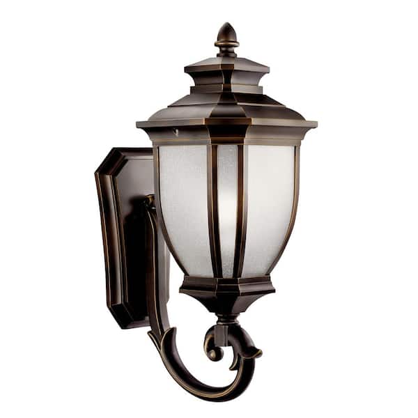 KICHLER Salisbury 1-Light Rubbed Bronze Outdoor Hardwired Wall Lantern Sconce with No Bulbs Included (1-Pack)