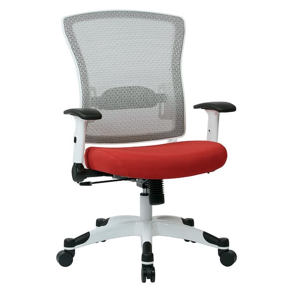 Office Star Products SPACE Seating Mesh Adjustable Height Cushioned Swivel Tilt Ergonomic Managers Chair in Rouge with Adjustable Arms