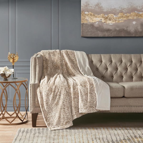 Marselle Leopard Faux Fur Throw Blanket