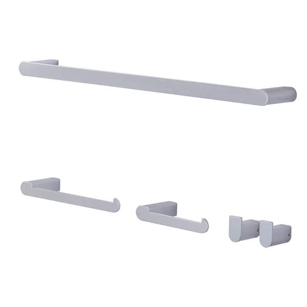 VEVETTA 5-Piece Bath Hardware Set with 24 in. Towel Bar Toilet Paper Holder and 2 Towel Hooks in Brushed Nickel