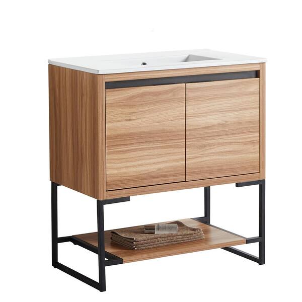 Vanityfus 30 In W X 35 04 H Free Standing Bath Vanity Maple With Top White Basin Vf 2030 Mp Vanity Top In White With Basin Vf, 30 Inch Bathroom Vanity Menards
